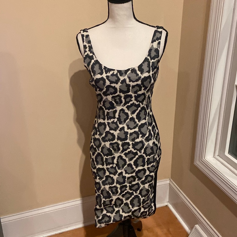 DIANE von FURSTENBERG NWT Size 4 Arianna Black/Ivory/Fog Sheath Dress